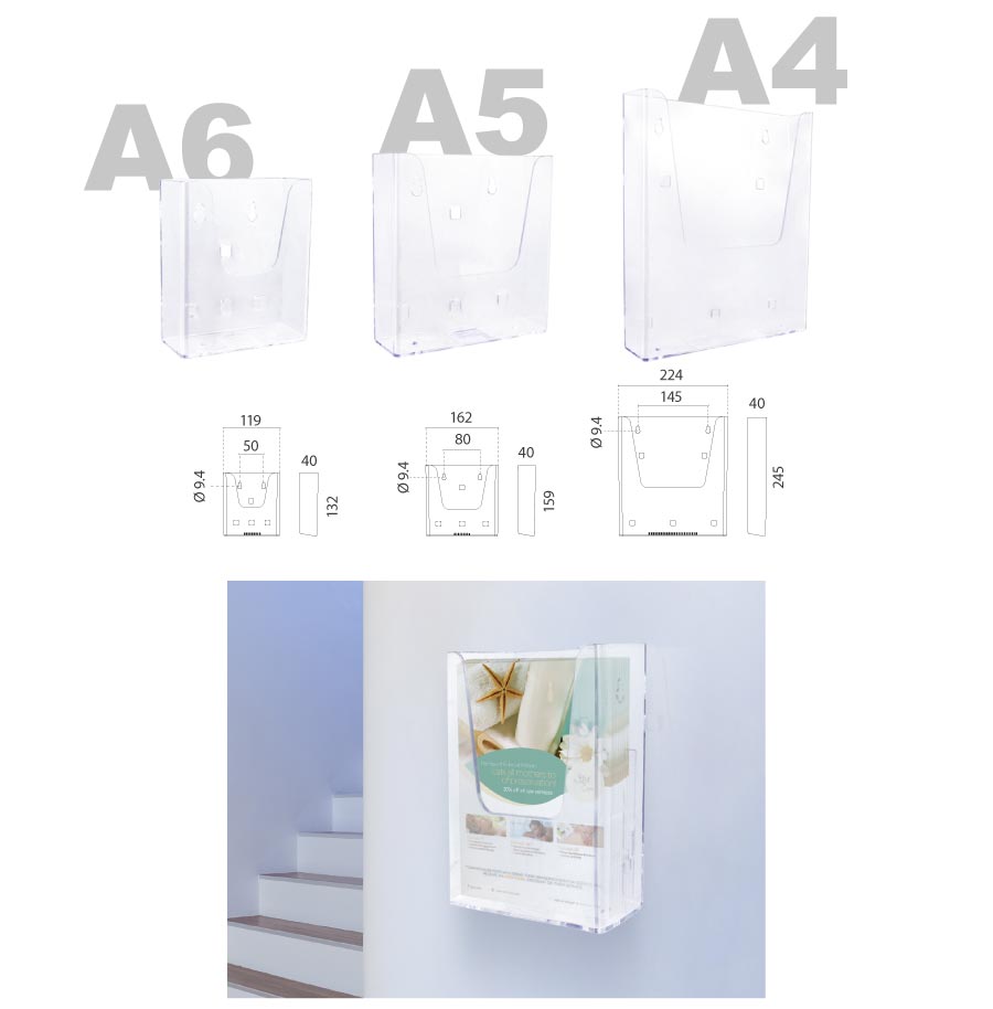 Porte brochure acrylique format A4, A5 ou A6